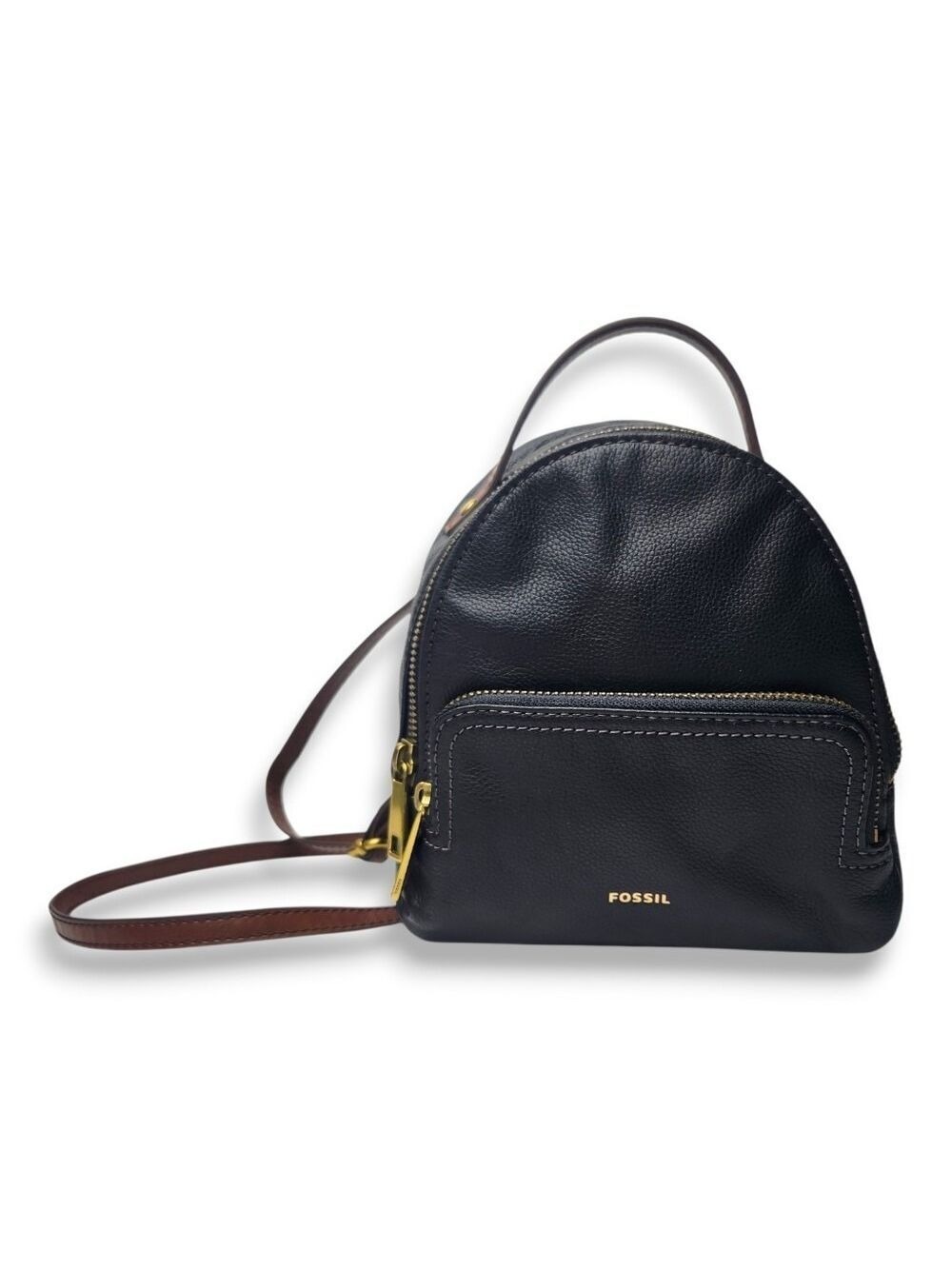 Fossil Cow Hide Leather Felicity Black Brown Mini Backpack